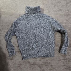 ZARA Marled Gray Turtleneck Knit Long Sleeve Fuzzy Cozy Sweater S